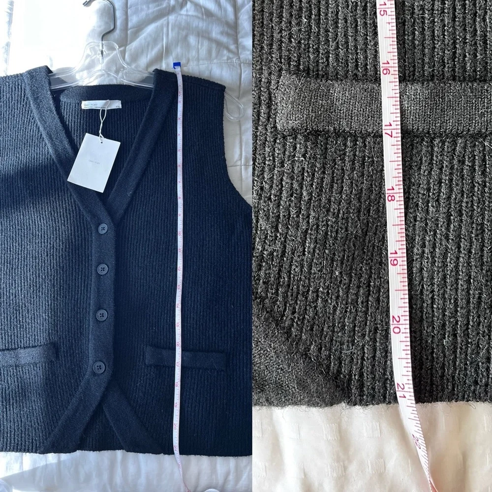 SOLD NWT Oak + Fort Black Relaxed Button Front Vest Cardigan M - Picture 13 of 16